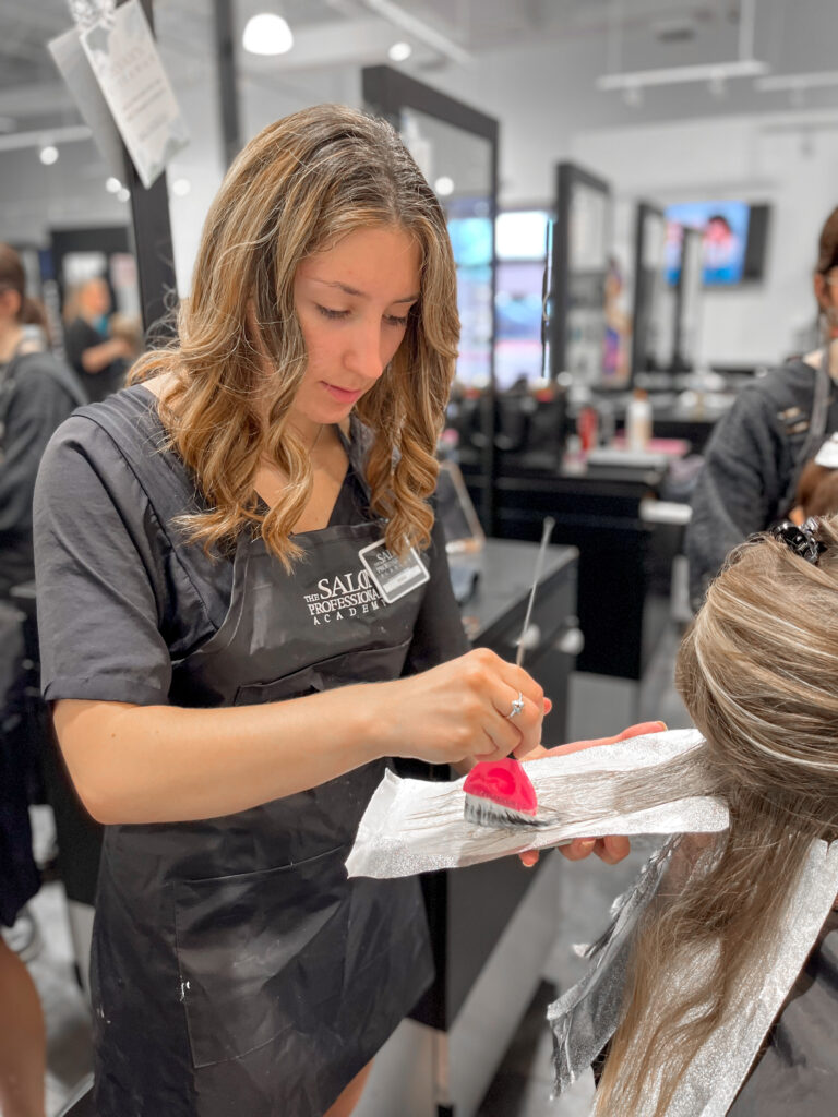 cosmetology student at The Salon Professional Academy in Dallas, Texas